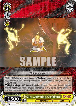 Sun: Activating Semblance (RWBY/WXE01-08 N) - RWBY Premium Booster
