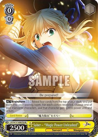 Saber - "Magic Power Unleashed" (RRR) (FZ/SC17-E007R RE) - Fate/Zero Chronicle Set