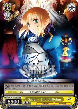 Saber - End of Reign (SR) (FZ/SC17-E009S RE) - Fate/Zero Chronicle Set