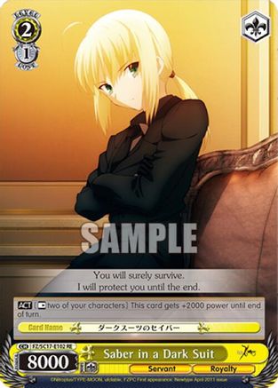 Saber in a Dark Suit (TD) (FZ/SC17-E102 RE) - Fate/Zero Chronicle Set