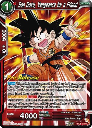 Son Goku, Vengeance for a Friend (BT25-011) - Legend of the Dragon Balls PreRelease Cards