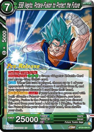 SSB Vegito, Potara-Fusion to Protect the Future (BT25-094) - Legend of the Dragon Balls PreRelease Cards Foil