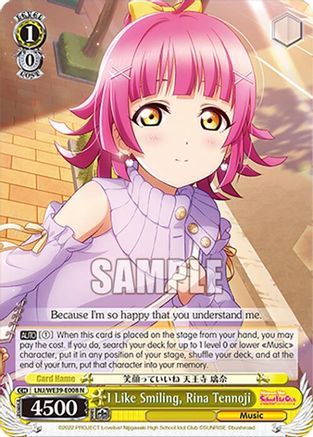 I Like Smiling, Rina Tennoji (LNJ/WE39-E008 N) - Love Live! School Idol Festival Series 10th Anniversary Premium Booster