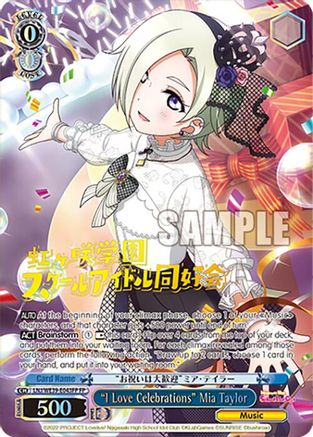 "I Love Celebrations" Mia Taylor (FP) (LNJ/WE39-E043FP FP) - Love Live! School Idol Festival Series 10th Anniversary Premium Booster