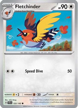 Fletchinder 122/142 - Reverse Holofoil SV07 Stellar Crown - Common