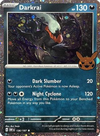 Darkrai (Cosmos Holo) 136/197 - Holofoil Trick or Trade BOOster Bundle 2024 - Holo Rare