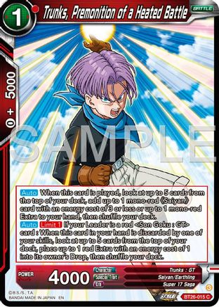 Trunks, Premonition of a Heated Battle (BT26-015) - Ultimate Advent Foil