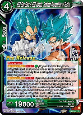 SSB Son Goku & SSB Vegeta, Realized Premonition of Fusion (BT26-071) - Ultimate Advent PreRelease Cards