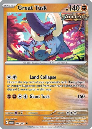 Great Tusk 055/131 - Reverse Holofoil SV Prismatic Evolutions - Uncommon
