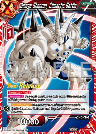 Omega Shenron, Climactic Battle (BT27-006) - History of Z PreRelease Cards