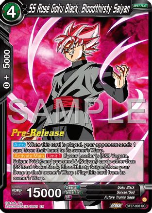 SS Rose Goku Black, Bloodthisty Saiyan (BT27-098) - History of Z PreRelease Cards