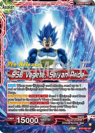 Vegeta // SSB Vegeta, Saiyan Pride (BT27-001) - History of Z PreRelease Cards