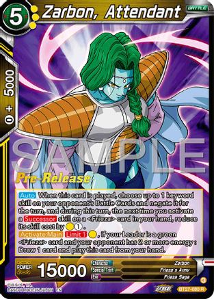 Zarbon, Attendant (BT27-080) - History of Z PreRelease Cards