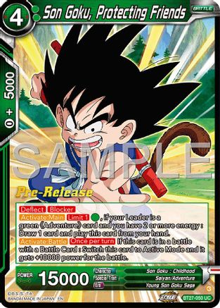 Son Goku, Protecting Friends (BT27-050) - History of Z PreRelease Cards