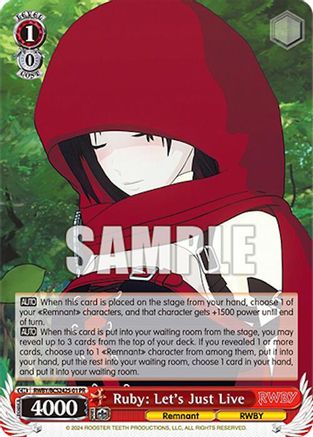 Ruby: Let's Just Live (RWBY/BCS2425-01) - Bushiroad Event Cards