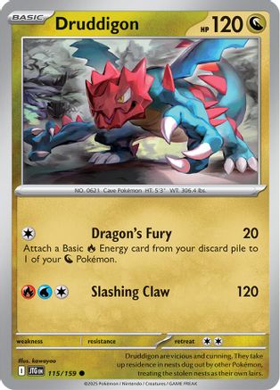Druddigon 115 - Reverse Holofoil SV09 Journey Together - Common