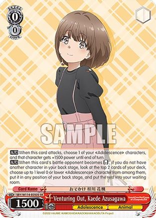 Venturing Out, Kaede Azusagawa (SR) (SBY/W114-E050S SR) - Rascal Does Not Dream Series