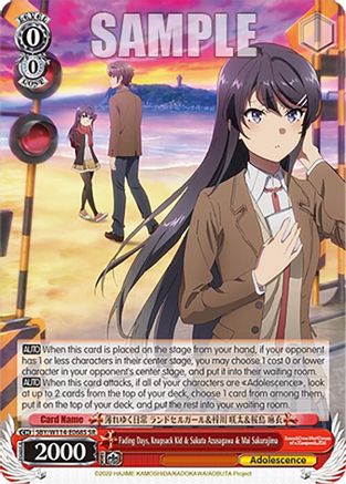 Fading Days, Knapsack Kid & Sakuta Azusagawa & Mai Sakurajima (SR) (SBY/W114-E068S SR) - Rascal Does Not Dream Series