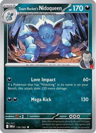 Team Rocket's Nidoqueen 116/182 - Reverse Holofoil SV10 Destined Rivals - Uncommon