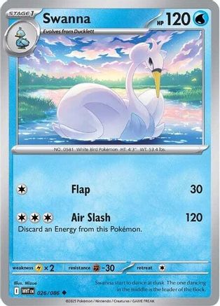 Swanna 023/086 - Reverse Holofoil SV White Flare - Uncommon