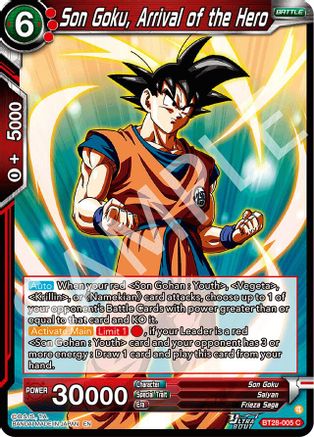 Son Goku, Arrival of the Hero (BT28-005) - Prismatic Clash Foil