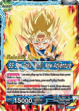 Son Goku (Mini) // SS Son Goku (Mini), New Adventure (BT28-028) - Prismatic Clash Release Event Foil