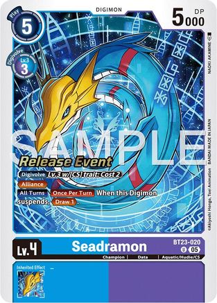 Seadramon (BT23-020) - Hackers' Slumber Release Event Cards Foil
