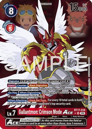 Gallantmon: Crimson Mode ACE (Alternate Art) (BT17-018) - Advanced Booster Digimon Generation Foil