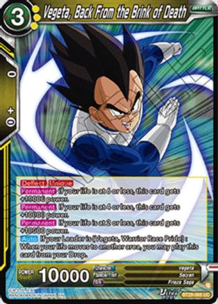 Vegeta, Back From the Brink of Death (BT29-065) - Fearsome Rivals Foil