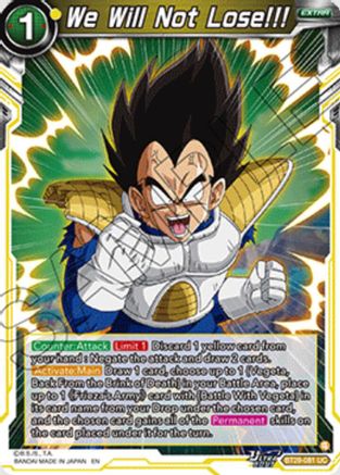 We Will Not Lose!!! (BT29-081) - Fearsome Rivals Foil