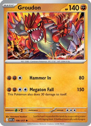 Groudon 108 - Reverse Holofoil ME Ascended Heroes - Rare