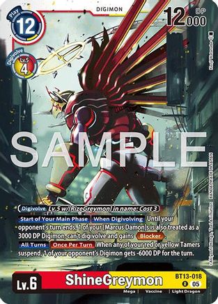 ShineGreymon - BT13-018 (Reprint) (BT13-018) - Advanced Booster Digimon Generation Foil