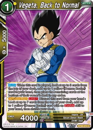 Vegeta, Back to Normal (BT30-074) - Three Glorious Fighters