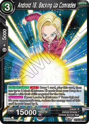 Android 18, Backing Up Comrades (BT30-093) - Three Glorious Fighters Foil