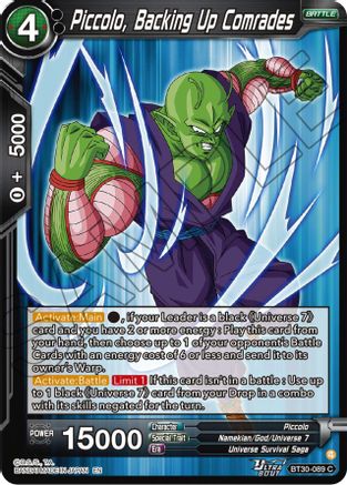 Piccolo, Backing Up Comrades (BT30-089) - Three Glorious Fighters Foil