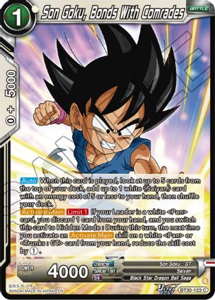 Son Goku, Bonds With Comrades (BT30-123) - Three Glorious Fighters Foil