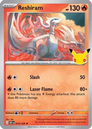 Reshiram 014 - Holofoil ME 30th Celebration - Rare