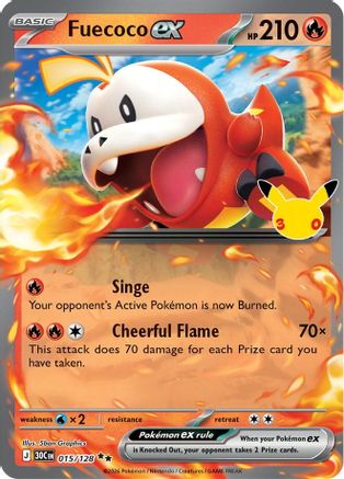 Fuecoco ex 015/128 - Holofoil ME 30th Celebration - Double Rare