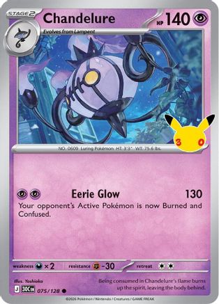 Chandelure 075/128 - Holofoil ME 30th Celebration - Common