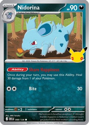 Nidorina 088 - Holofoil ME 30th Celebration - Common