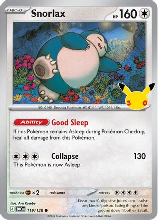 Snorlax 119 - Holofoil ME 30th Celebration - null