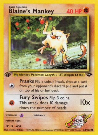 Blaine's Mankey 063/132 - Unlimited Gym Challenge - Common
