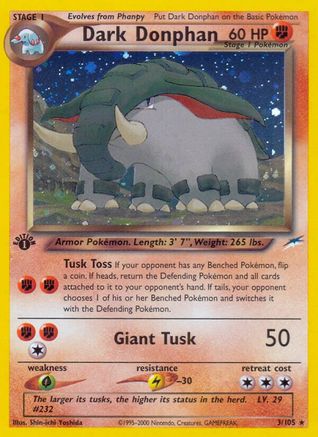 Dark Donphan 003 - 1st Edition Holofoil Neo Destiny - Holo Rare