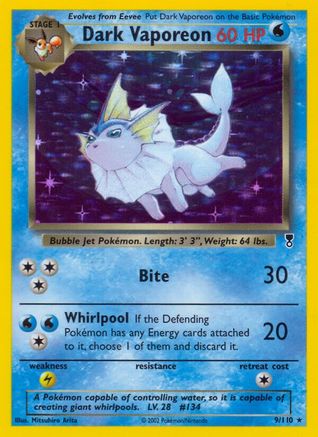Dark Vaporeon 009 - Reverse Holofoil Legendary Collection - Holo Rare