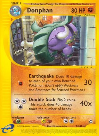 Donphan 007 Aquapolis - Rare