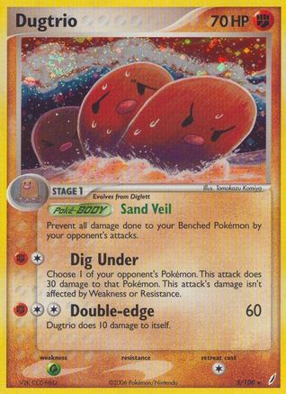 Dugtrio 005/100 - Reverse Holofoil Crystal Guardians - Holo Rare