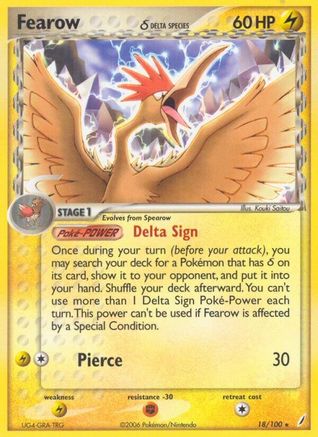 Fearow (Delta Species) 018/100 - Reverse Holofoil Crystal Guardians - Rare