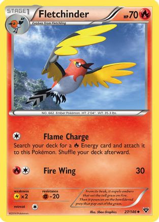 Fletchinder 027 - Reverse Holofoil XY Base Set - Uncommon