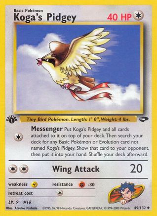 Koga's Pidgey (49) 049/132 - Unlimited Gym Challenge - Uncommon