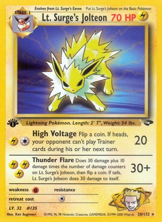 Lt. Surge's Jolteon 028/132 - Unlimited Gym Challenge - Rare